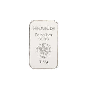 Heraeus 100 g - Investiční stříbrný slitek