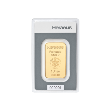 Heraeus 1 unce ( 31,1 g ) - Investiční zlatý slitek