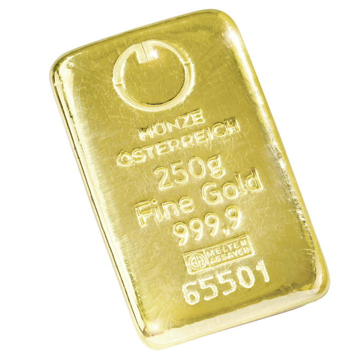 Investicni zlaty slitek 250 g Munze Osterreich