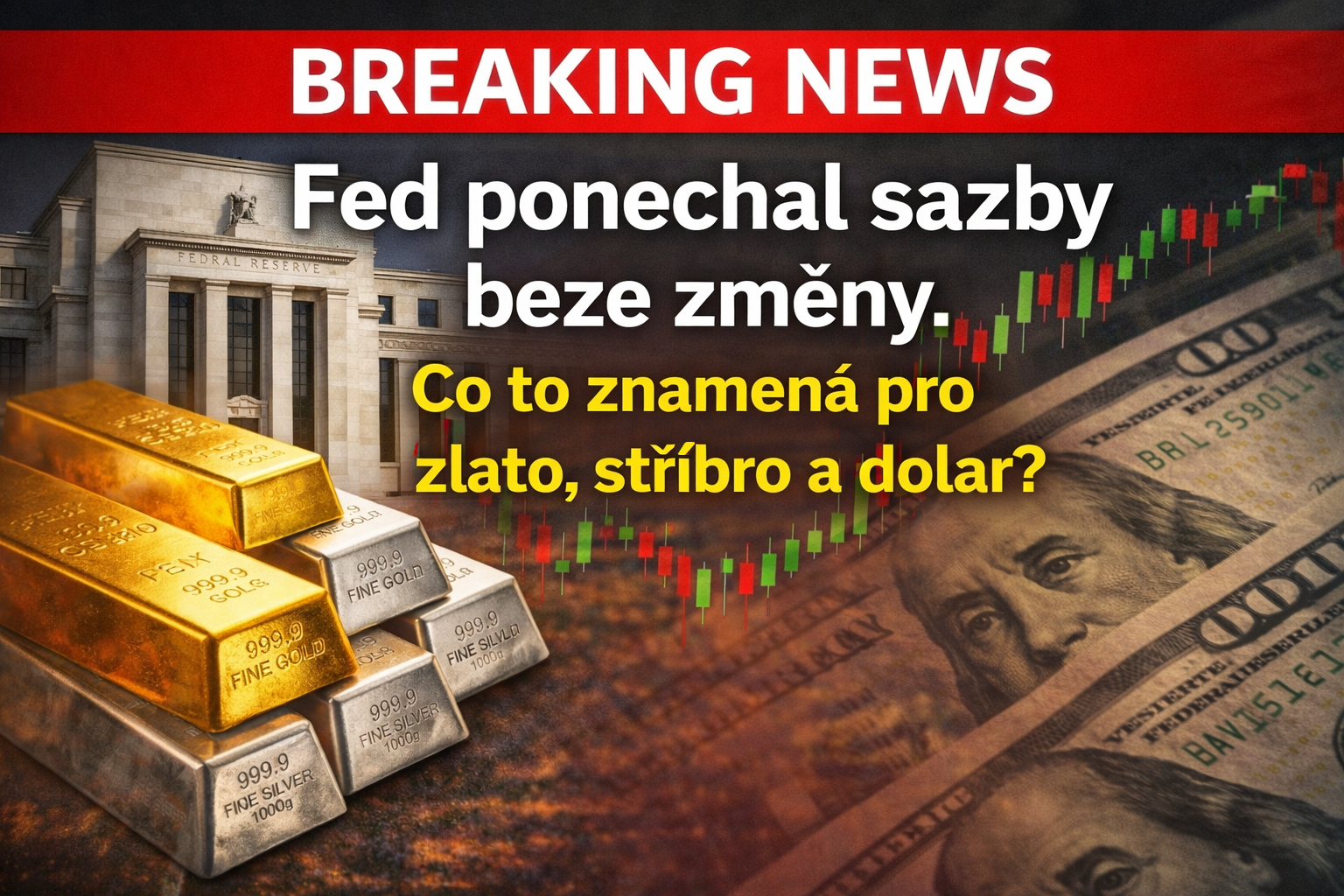 Fed rozhodl. Co to znamená pro zlato, stříbro a dolar?