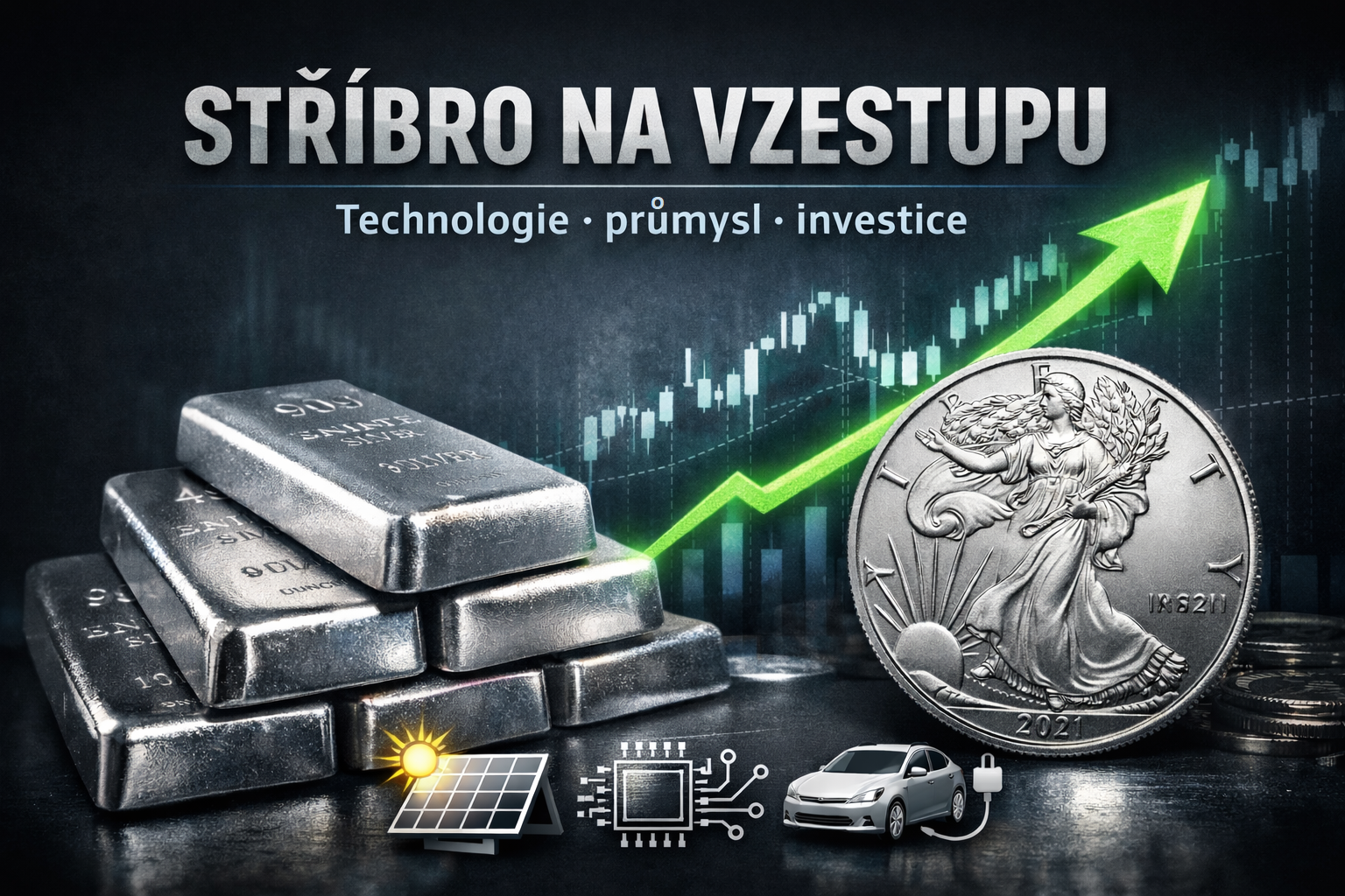 Proč roste cena stříbra: průmyslová poptávka, technologie a trhy