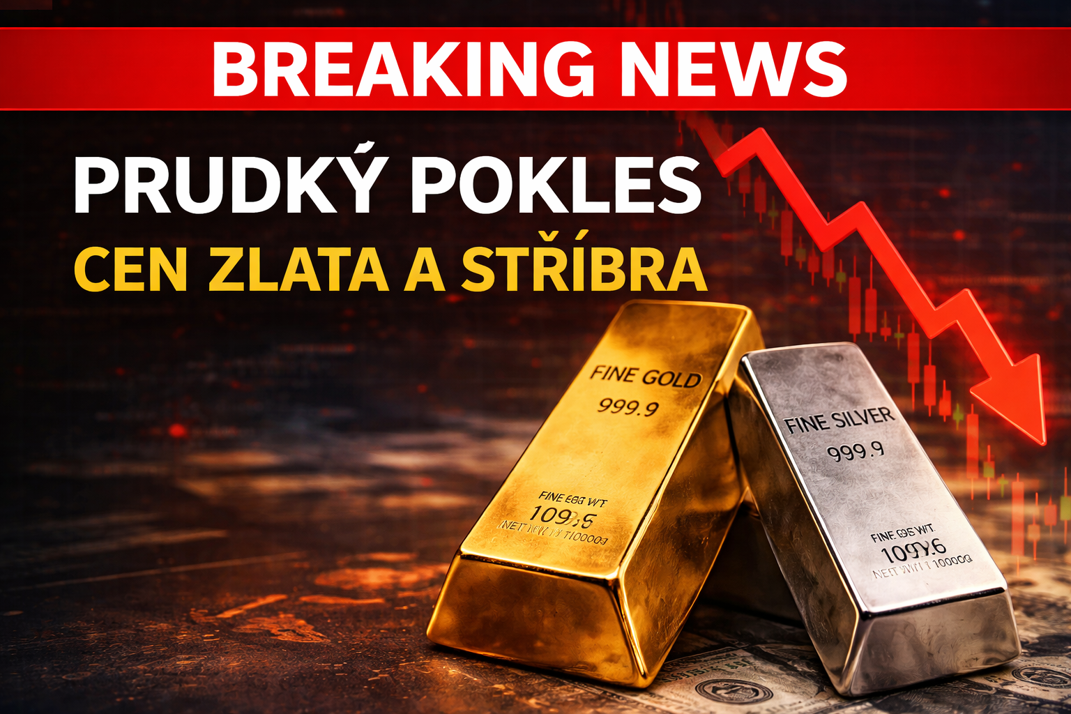 Prudký pokles cen zlata a stříbra: proč drahé kovy oslabují
