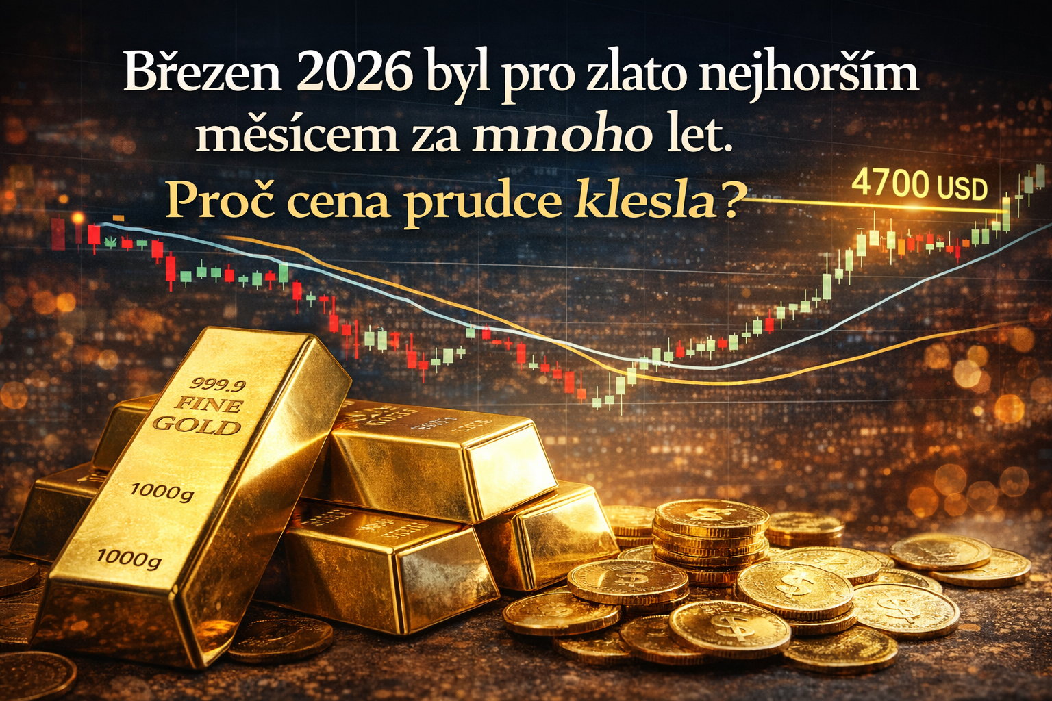 Březen 2026 byl pro zlato nejhorší za mnoho let. Proč cena spadla a co čekat dál?