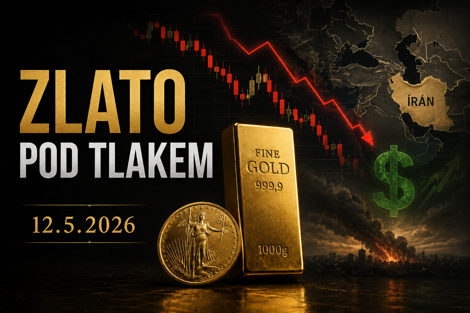 Zlato pod tlakem: inflace, dolar a Írán brzdí růst ceny